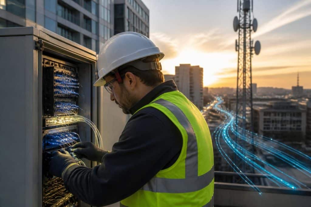 axione, opérateur spécialisé dans les infrastructures télécoms, propose des solutions innovantes pour le déploiement du très haut débit, connectant les territoires avec rapidité et fiabilité.